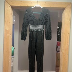 Privy Black Textured Top Jumpsuit